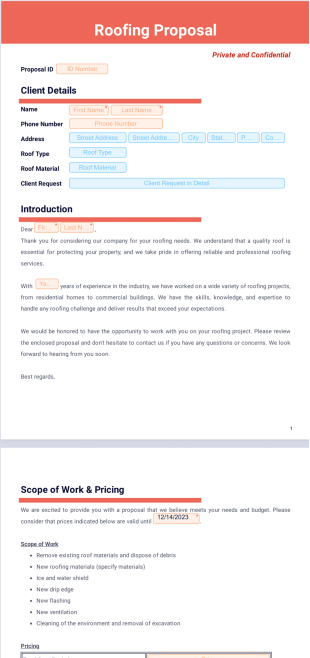 Roofing Proposal Template - PDF Templates