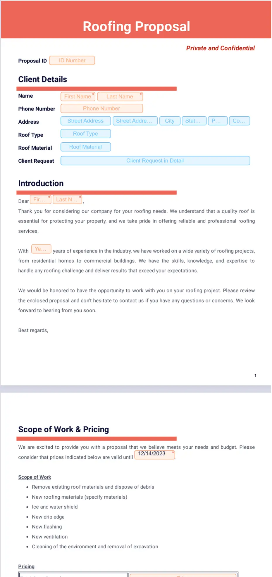 Roofing Proposal Template - Sign Templates | Jotform