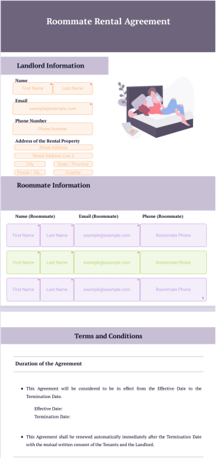Roommate Rental Agreement Template - PDF Templates