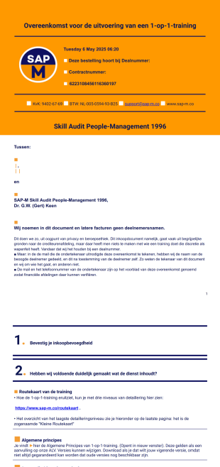 Bestelling van een trainingsplaats PDF-Vorlage