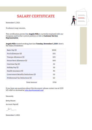 Salary Certificate - PDF Templates