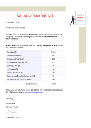 Salary Certificate - PDF Templates