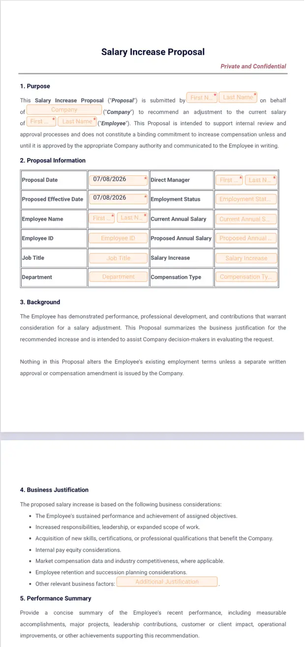 Salary Increase Proposal Template