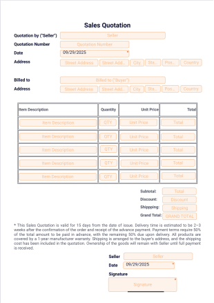 Sales Quotation Template - PDF Templates