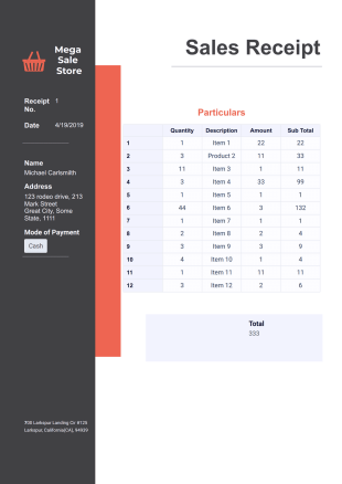 Sales Receipt Template - PDF Templates