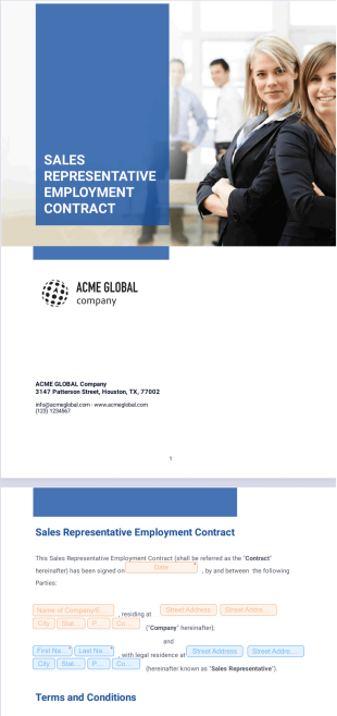 Sales Representative Contract PDF Template
