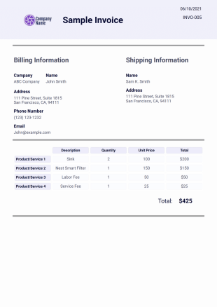 Sample Invoice - PDF Templates