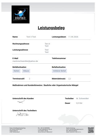 Schädlingsbekämpfung_Leristungsbeleg PDF-Vorlage
