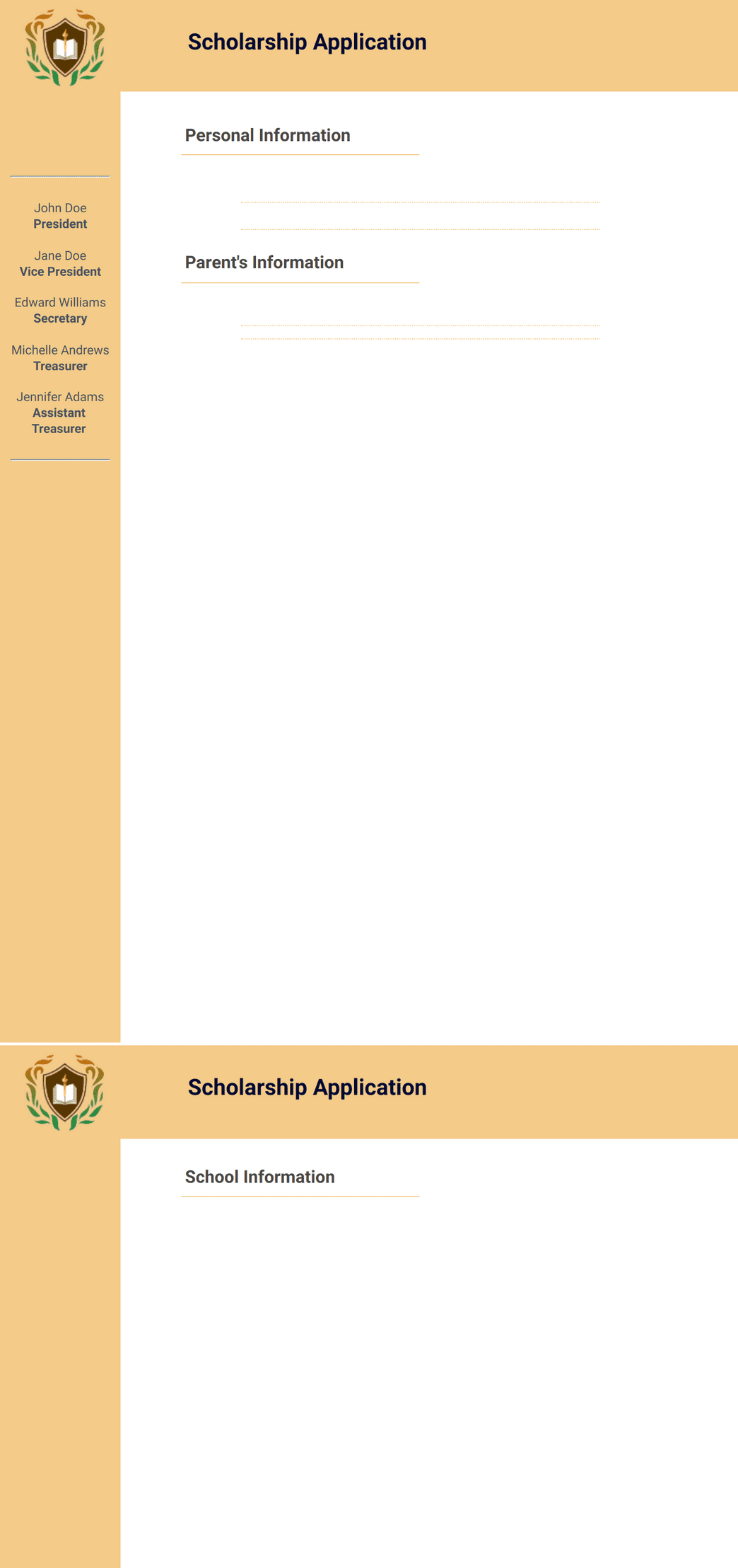 Scholarship Application Template - PDF Templates | Jotform