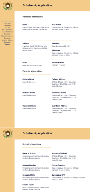 Scholarship Application Template - PDF Templates