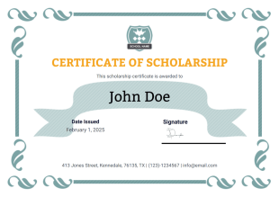 Scholarship Certificate Template - PDF Templates