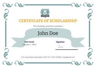 Scholarship Certificate Template - PDF Templates