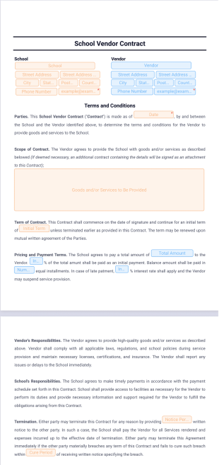 School Vendor Contract Template - PDF Templates