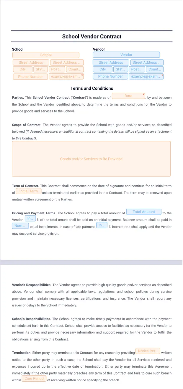 School Vendor Contract Template