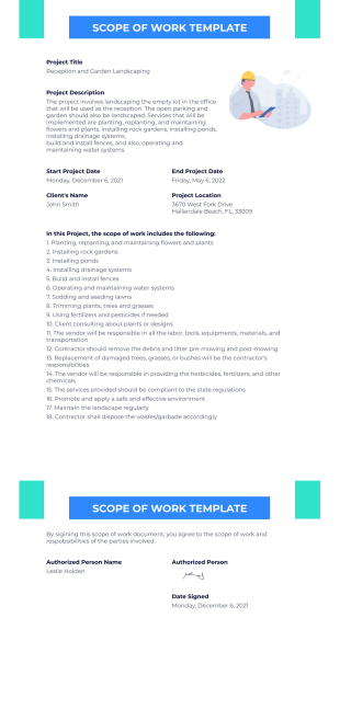 Scope of Work Template - PDF Templates
