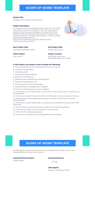 Scope of Work Template - PDF Templates