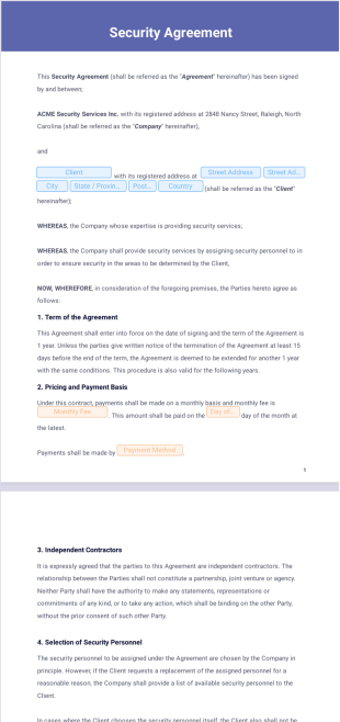 Security Agreement PDF Template