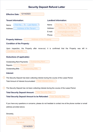 Security Deposit Refund Letter PDF Template