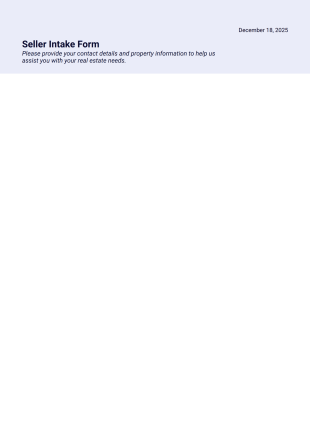 Seller Intake Form - PDF Templates