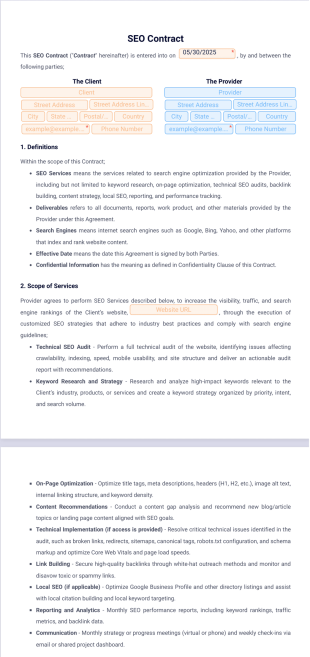 SEO Contract Template - PDF Templates