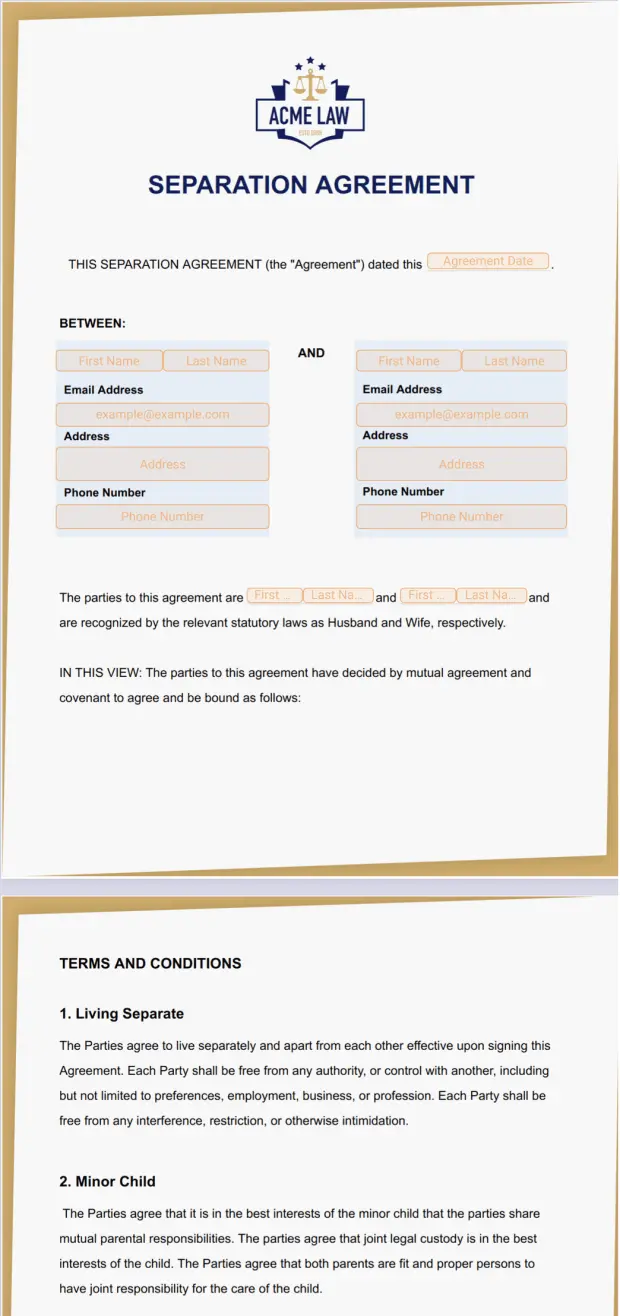 Separation Agreement Template