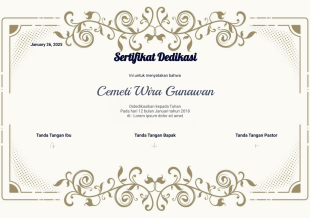 Sertifikat Dedikasi Bayi - PDF Templates