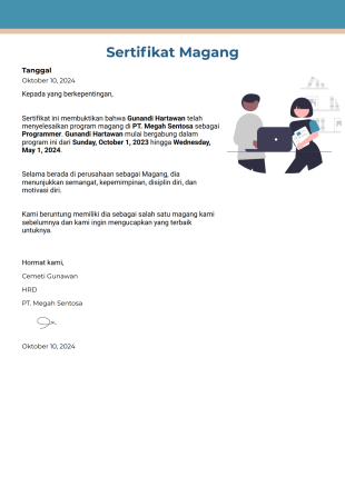 Sertifikat Magang - PDF Templates