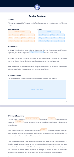 Service Contract PDF Template