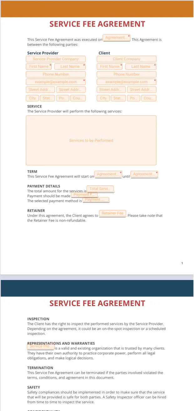 Service Fee Agreement