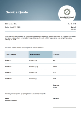 Service Quote Template - PDF Templates