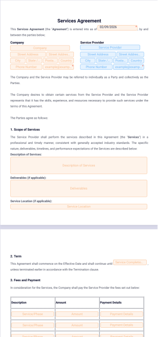 Services Agreement Template - PDF Templates
