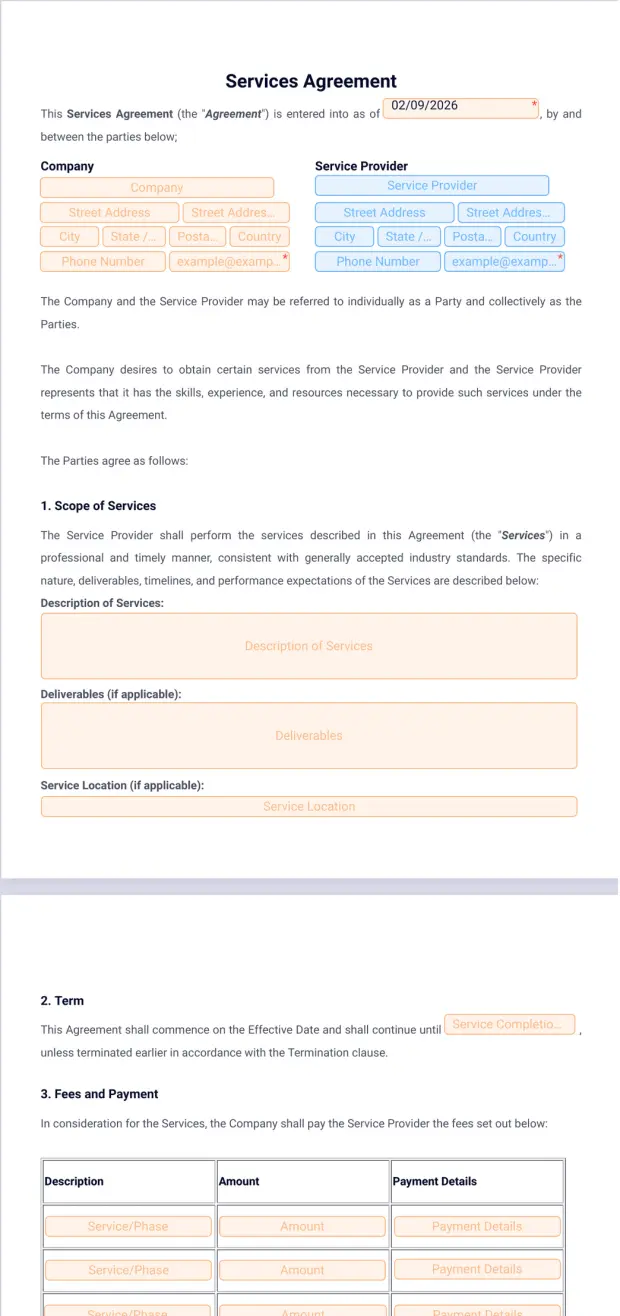 Services Agreement Template