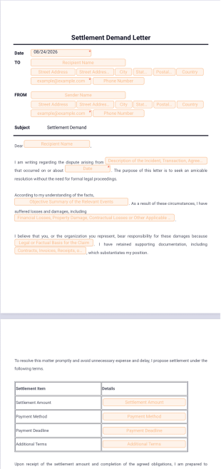 Settlement Demand Letter Template - PDF Templates