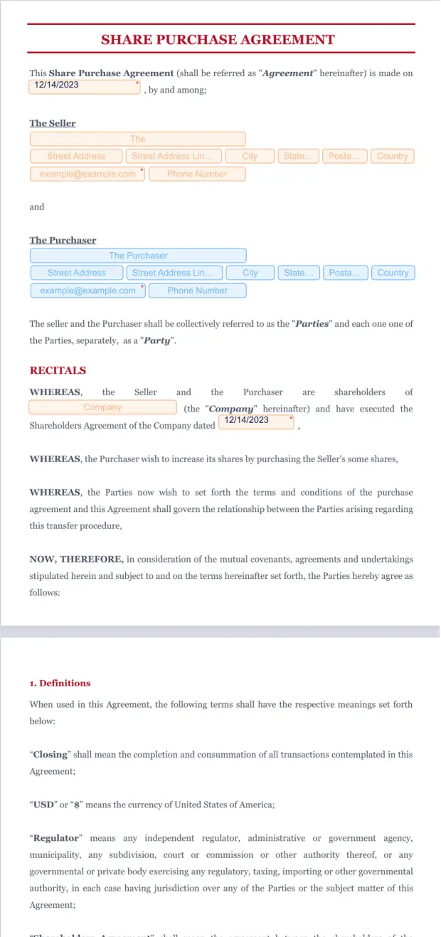 Share (Stock) Purchase Agreement (SPA)