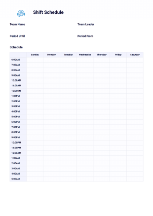 Shift Schedule Template - PDF Templates