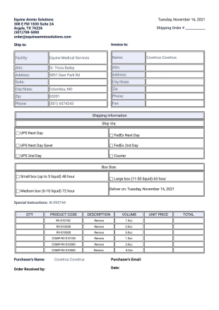 Shipping Order Form - Sign Templates