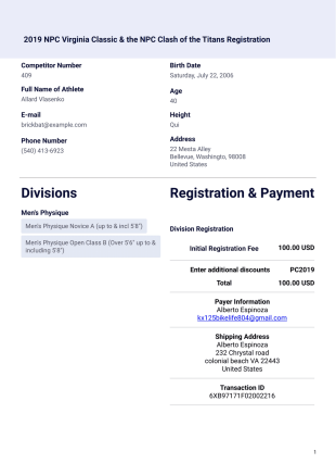 Show Registration Form PDF Template