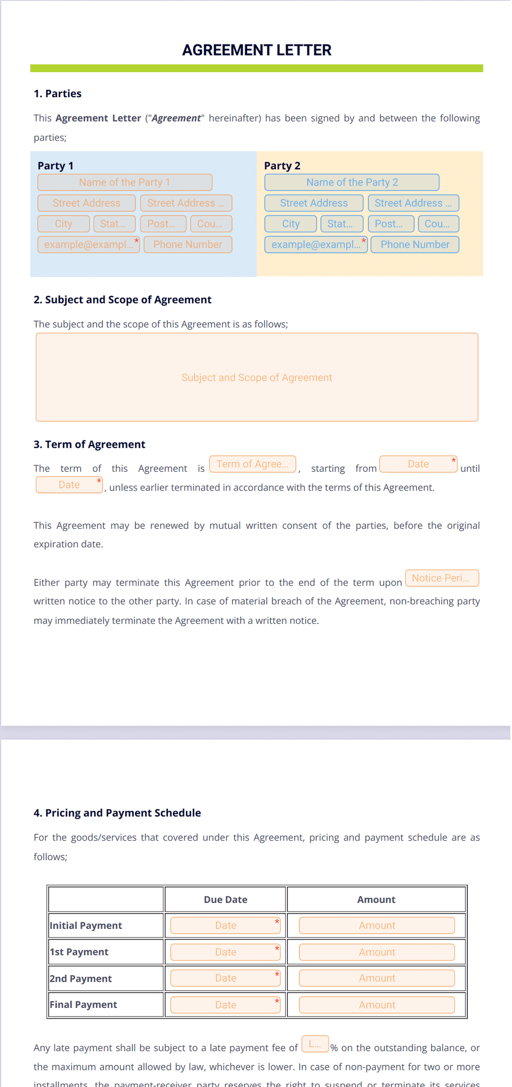 Simle Agreement.pdf Simple Agreement Letter PDF Template | Jotform