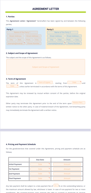 Simple Agreement Letter PDF Template