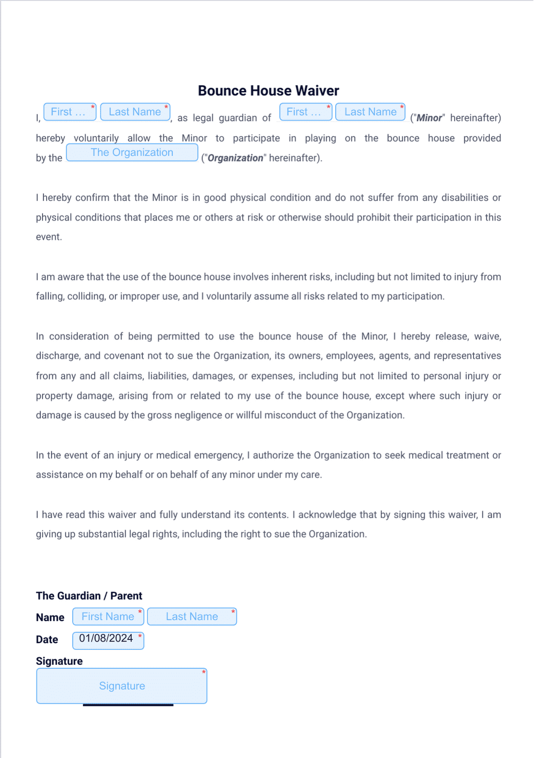 simple-bounce-house-waiver-template-pdf-templates-jotform for Free Printable Bounce House Rental Agreement Simple Bounce House Waiver Template - PDF Templates | Jotform for Free Printable Bounce House Rental Agreement