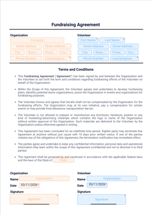 Simple Fundraising Agreement PDF Template