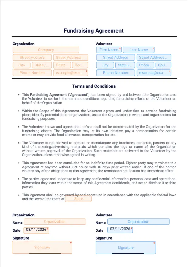 Simple Fundraising Agreement - PDF Templates | Jotform