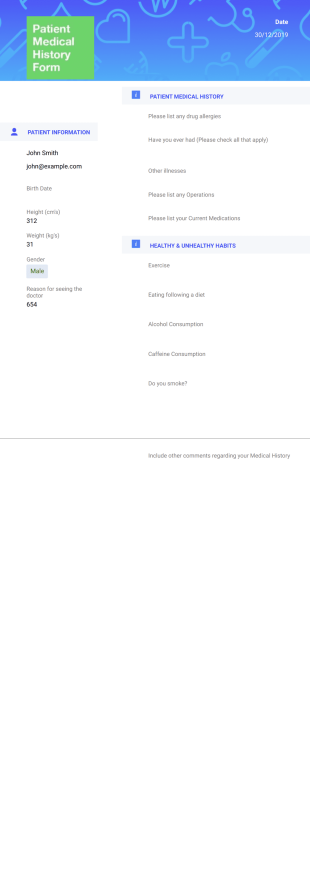 Simple Medical History Template - PDF Templates