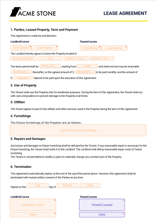 Simple One Page Lease Agreement Template - Sign Templates