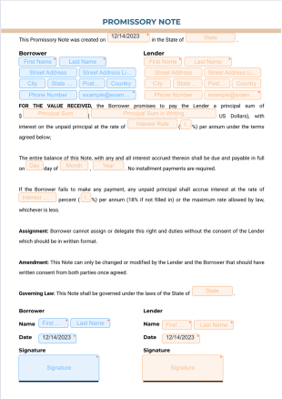 Simple Promissory Note PDF Template
