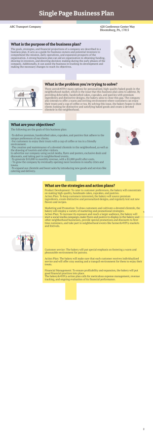 Single Page Business Plan PDF Template