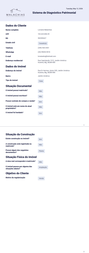 Sistema de Diagnóstico Patrimonial Modelo de PDF