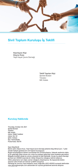 Sivil Toplum Kuruluşu İş Teklifi Şablonu - PDF Şablonları