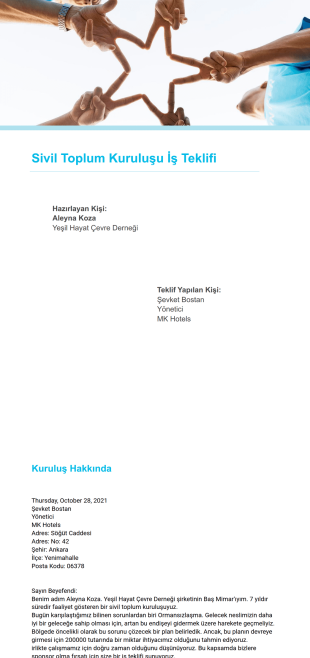Sivil Toplum Kuruluşu İş Teklifi Şablonu - PDF Şablonları