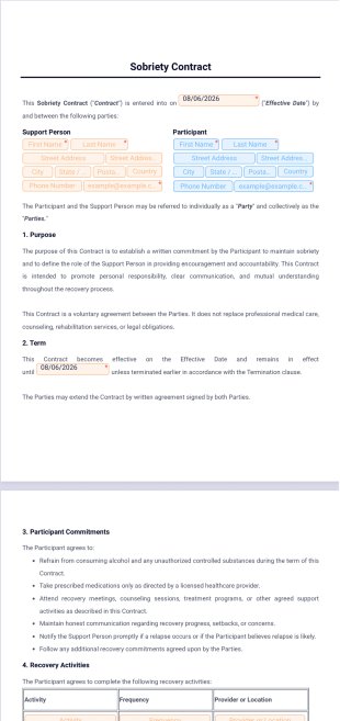 Sobriety Contract Template - PDF Templates